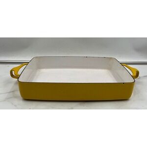 Vintage MCM Dansk Kobenstyle France Yellow Enamelware Baking Pan 11 inch